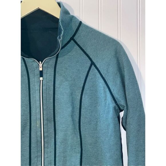 Kirkland Reversible Zip Jacket Women’s Green Small Teal Long Sleeve Athleisure - Picture 5 of 7